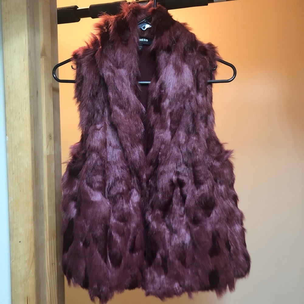 Burgandy fur vest from Express